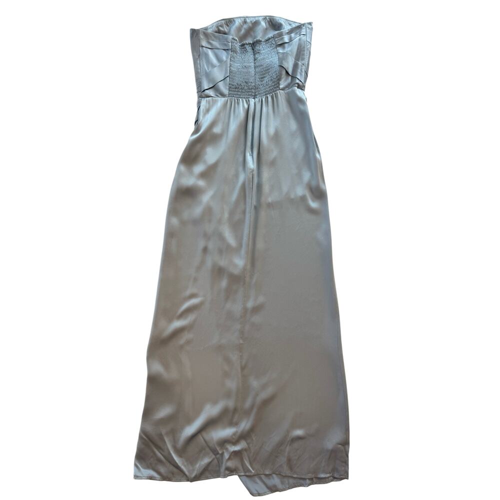Reformation Barrow Silk Satin Strapless Maxi Dress Ice Blue 2 XS Slit Formal - Picture 3 of 16